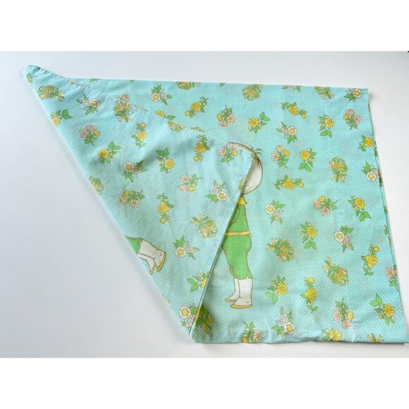 Vintage 70s single pillowcase, juvenile, little boy & girl with bouquet, Wolfpit - Picture 3 of 9